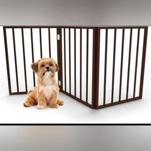 Petmaker Foldable, Free-Standing Wooden Pet Gate- Light Weight, Indoor Barrier